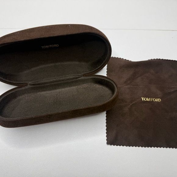 Tom Ford Dark Brown Velvet Eyewear Case ONLY with Gold Logo - Picture 2 of 3